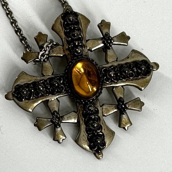 350 Silver Jordan Jerusalem Maltese Crusader Cross Pendent on Chain with box - Picture 13 of 16